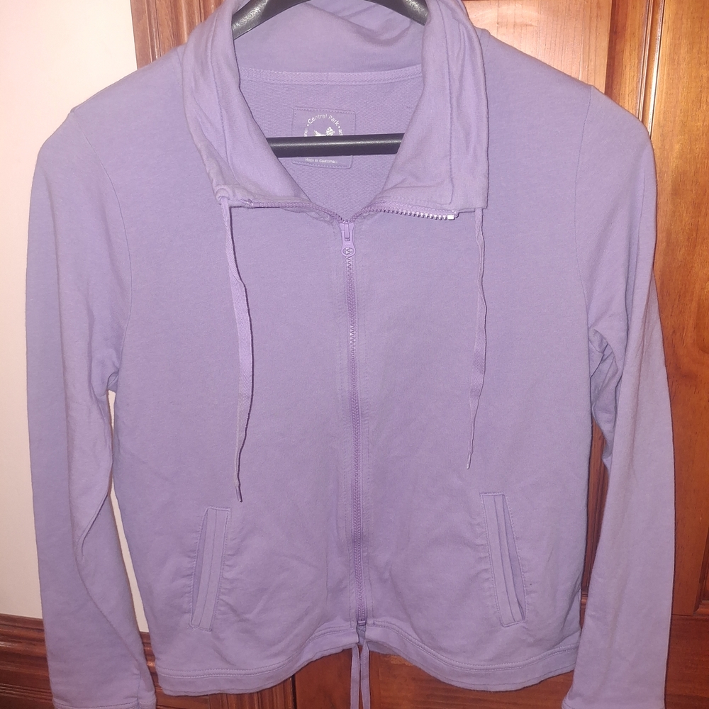Purple Zippered Relaxed Hoodie